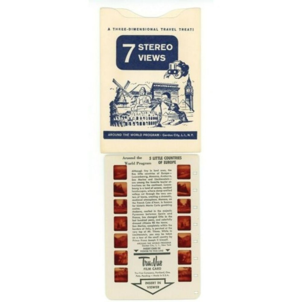 Vintage Tru Vue Tru-Vue Film Card 5 Little Countries Of Europe Around The World